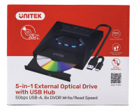 UNITEK Nagrywarka zewnętrzna DVD/CD, Hub USB 5Gbps, czytnik kart SD T1037A01 - 1348619 - zdjęcie 4